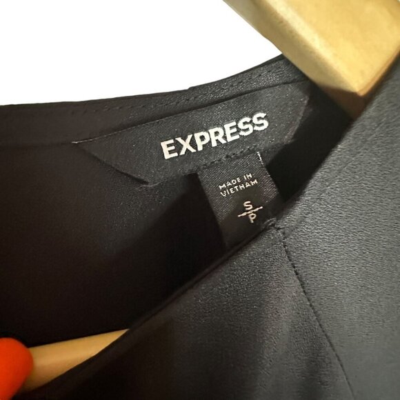 Express Long Sleeve Button Cuff Blouse Black Career Office Women's‎ Size Small - Picture 6 of 7